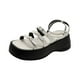 thumbnail image 5 of Sandalias de plataforma para mujer, pantuflas sin cordones con hebilla ajustable, planas 37, 5 of 9