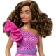 thumbnail image 3 of Muñeca Barbie Fashionistas #225, tipo de cuerpo curvilíneo con cabello castaño, vestido rosa brillante y accesorios, muñeca de moda coleccionable del 65 aniversario, 3 of 5