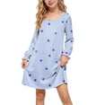 thumbnail image 3 of Auroural Girl'S Round Neck Long Sleeves Dress Homewear Sleeping Dress Kids, 3 of 9