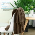thumbnail image 2 of PiccoCasa Cotton Throw Blanket Cable Knit Decorative Blanket, Brown 70"x78", 2 of 8