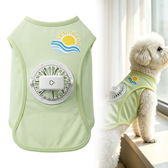 HonestMatter Cooling Vest for Dogs, Dog Summer Cooling Jacket with 3 Speed Fan, Rechargeable Pet Cool Vest for Outdoor Walking, Green, Size L