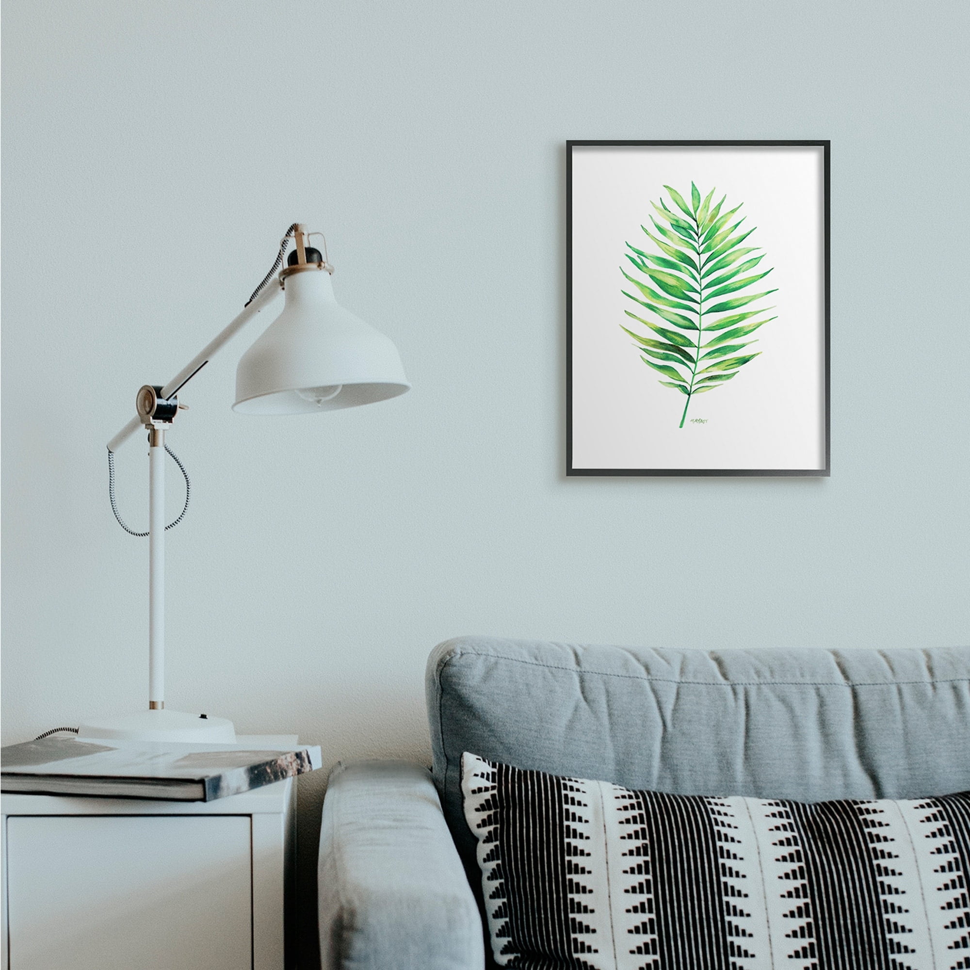Stupell Industries Minimal Green Palm Tropical Plant over White Black Framed, 16 x 20, Design by Melissa Hyatt LLC
