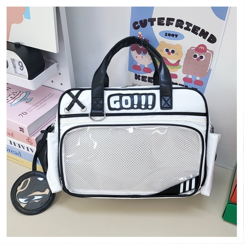 Baguery Y2K Ita Bag - Plush Football Charms Large Capacity Japanese Crossbody Handbag for Women Sports Travel