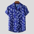 thumbnail image 2 of Mens Button Up Beach Shirts Stripes Tropical Print Short Sleeve Lightweight Holiday Hawaiian Outfits Summer Top, 2 of 5