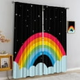 thumbnail image 6 of Cartoon Rainbow Blackout Rod Pocket Curtains, Starry Sky Kids Theme Soundproof Thermal Insulated Curtains, Energy Saving Privacy Long Curtains for Bedroom Kitchen Boys Girls Room-W52xL84in, 6 of 6