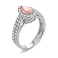 thumbnail image 4 of Pearshaped Morganite CZ and Cubic Zirconia Halo Ring in Silver, 4 of 4