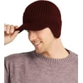 thumbnail image 6 of Men Winter Hats for Guys Cool Beanies Lined Knitted Warm Cap Ear-flaps for Men Outdoor Fleece Hat, Wine Red, 6 of 8