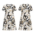 thumbnail image 3 of Bixox Robe d'Été à Manches Courtes pour Femmes Robe Ample Longueur Genou avec Poches-Serpent, 3 of 7
