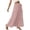 Pink, variant on Maxi Skirt Plus Size Women Solid Color High Waist Casual Loose Pleated A-Line Flared Long Skirt with Pocket