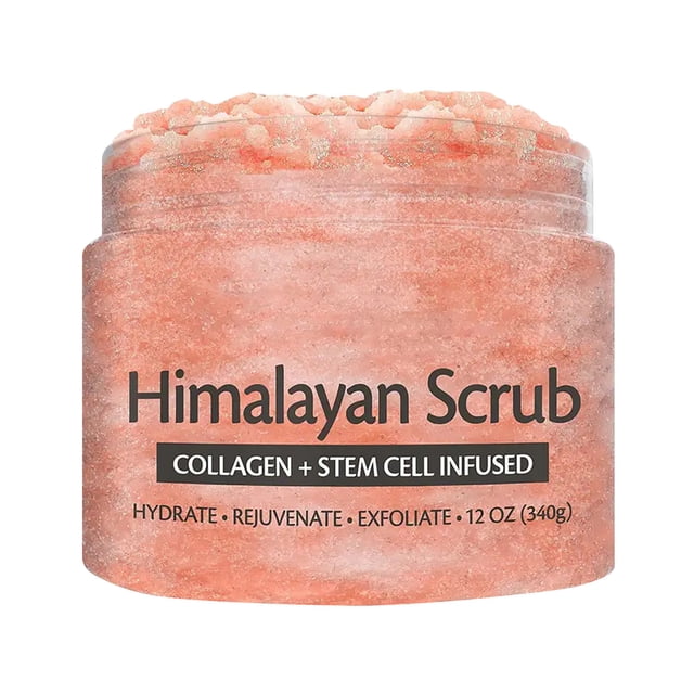 Exfoliante infundido con colágeno y células madre, exfoliante natural para el cuerpo y la cara, soufflé para las arrugas, exfoliante limpiador, 12 Oz/340g