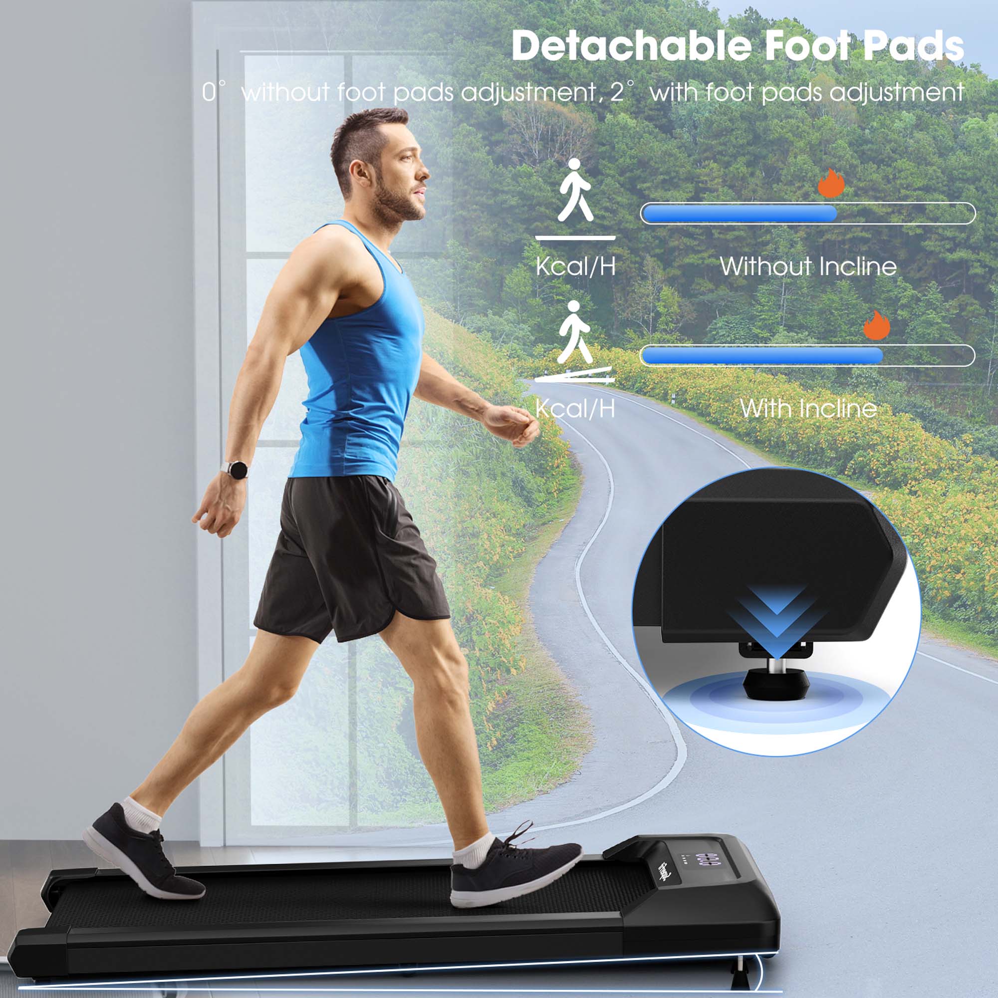 SuperFit 0.6-3.8MPH Walking Pad Under Desk Treadmill with Remote Control and LED Display Black - image 5 of 10