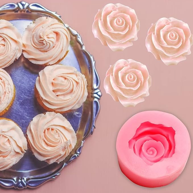 Rose Mold Silicone Jelly Soap 3D Fondant Molds for Cupcake Candy