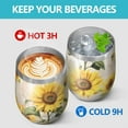 thumbnail image 4 of 12oz Stemless Wine Tumblers White Green Leaf Butterfly Newspaper Sunflower Vacuum Insulated Stainless Steel Travel Tumbler Cups Mug with Lid and Straw for Champaign,Cocktail,Beer with Cleaning Brush, 4 of 5