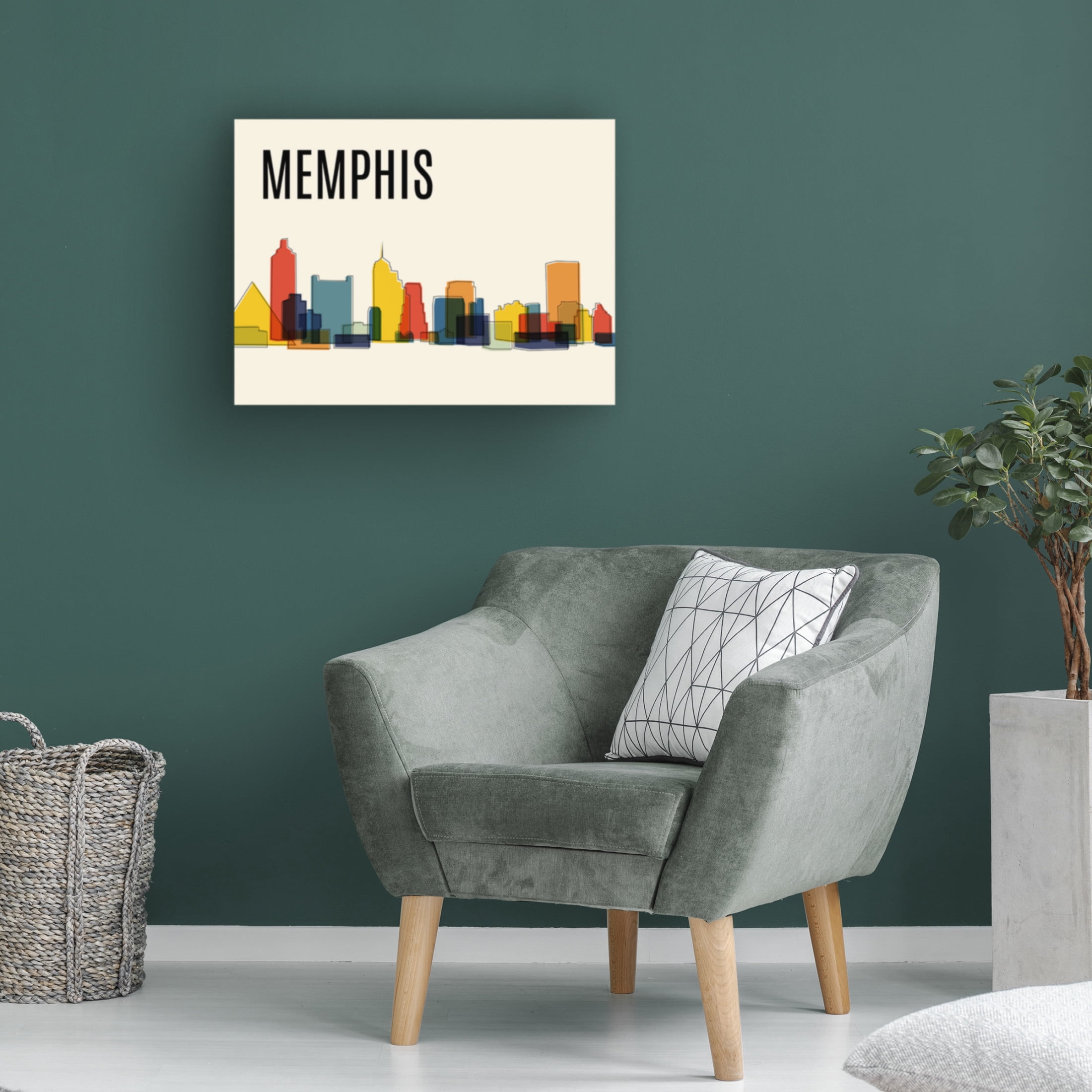 Canvas Wall Art - Tom Quartermaine 'Memphis Mid Century Modern Cityscape' Wall Art for Living Room, Bedroom, or Office Décor by Trademark Fine Art - 47 x 35 Inches