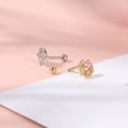 thumbnail image 5 of ZS 1 Pair Moon Stud Earrings Pink Heart Crystal Ear Helix Conch Cartilage Piercing, 5 of 5