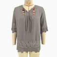 thumbnail image 5 of ZJXFGS Boho Tops for Women Petite Tops for Women Women's Linen Boho Tops Dressy Fringe Tops for Women Embroidered Tops for Women Gray 2XL, 5 of 8
