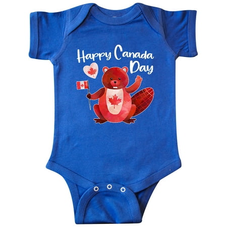 

Inktastic Happy Canada Day Cute Red Beaver with Canadian Flag Gift Baby Boy or Baby Girl Bodysuit