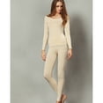 thumbnail image 2 of LiangRou Women's Scoop Neck Long Johns Ultra Thin Modal Thermal Underwear Top & Bottom Set Apricot X-Large, 2 of 8