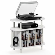 Furinno JAYA Record Player Stand with Vinyl Storage, Holds up to 180-185 Vinyl Records, White