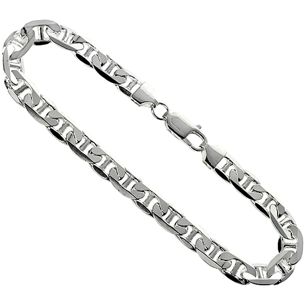 New 925 Classic Sterling Silver Mens Solid Chain Bracelet Flat Curb NEW 