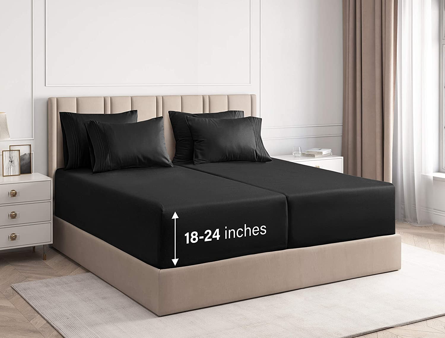 CGK Linens 6 Piece Extra Deep Pocket Microfiber Sheet Set Split King