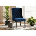thumbnail image 5 of Contemporary Transitional Navy Blue Velvet Fabric Upholstered & Wood Wingback Dining Chair, 5 of 5