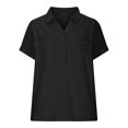 thumbnail image 5 of Raeneomay Button Down Shirts for Women Solid V-Ncek Short Sleeved Solid Color Short Sleeved Solid Color Double Pocket Pullover Shirt Loose Cotton Linen Shirt Short Sleeved V-Ncek Top/Shirt, 5 of 5