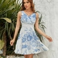 thumbnail image 7 of Modern Navy Blue White Watercolor Elegant Floral Sundress Sleeveless Dress Summer Women Clothes Dress for Women Dresses, 7 of 7