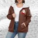 thumbnail image 4 of Sudadera informal con capucha y manga larga para mujer, estilo navideño, de gran tamaño, color liso, con cremallera, capucha y forro polar grueso, chaqueta de manga larga con hombros descubiertos, blu, 4 of 5