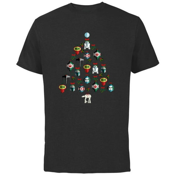 Star Wars Christmas Tree Ornaments Holiday Standard - Short Sleeve Cotton T-Shirt for Adults - Customized-Black