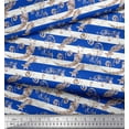 thumbnail image 3 of Soimoi Blue Cotton Voile Fabric Star & Swirls Stripe Decor Fabric Printed Yard 42 Inch Wide, 3 of 3