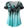 thumbnail image 4 of Puntoco Mujer Casual Camiseta Impreso Manga Corta Cuello Redondo Pullover Blusa tops Puntoco Puntoco-1801, 4 of 5