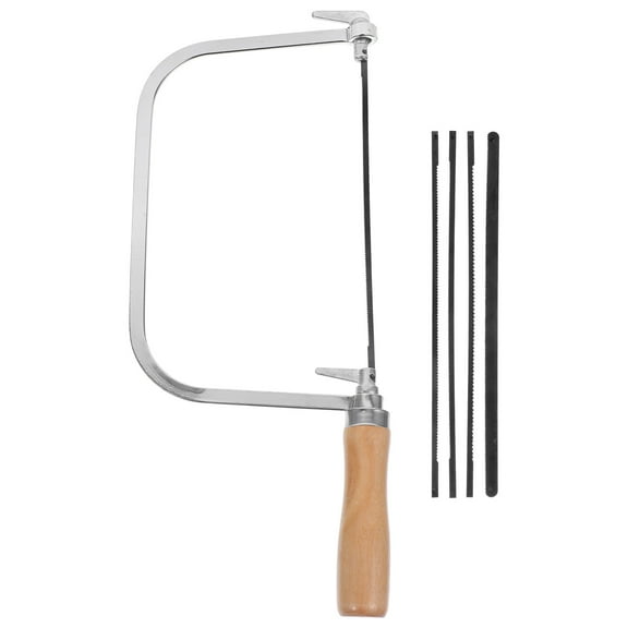 1 Set Coping Saw Wooden Handle Saw Woodworking Hand Saw Tool with Replacement Blades