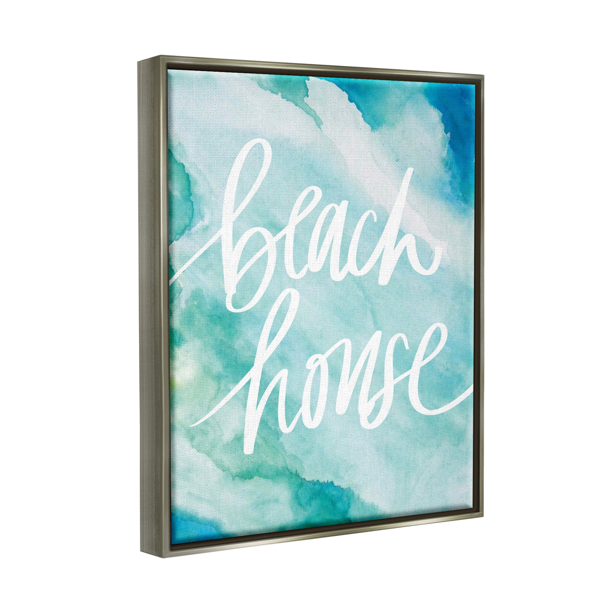 Stupell Industries Beach House Watercolor Phrase Nature Painting Gray Floater Framed Art Print Wall Art, 25 x 31