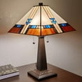 thumbnail image 2 of Amora Lighting  23-inch Square Tiffany-style Glass Mission Table Lamp Multi-colored Bronze, 2 of 4