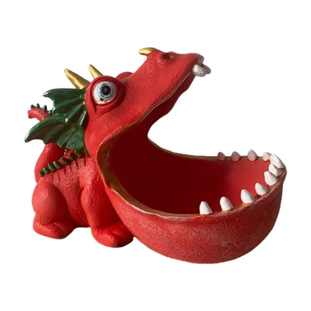 Red Red Dinosaur Candy Bowl, Resin Ornament With Decorative Tray For Home And Events, Perfect For Candy Storage And Display, Durable And Easy To Clean 7.87X4.13X5.71In 0.66Lb