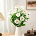 thumbnail image 2 of All Weather UV Resistant Artificial Flowers with Green Foliage, Realistic Faux Plastic Floral Bouquet, Indoor Outdoor Decor for Garden Porch Wedding Home Vase Arrangements(White), 2 of 8