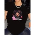 thumbnail image 1 of Camiseta De Mujer Camiseta De Verano Para Mujer Para Viajes En La Calle TrabajoCartoon Women's Portrait Print Comfortable Breathable Sports T-shirt, Casual Short Sleeve Crew Neck Top For Spring & Su, 1 of 5