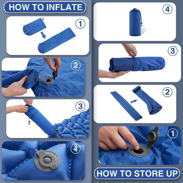 Colchoneta Dormir Exterior Ligera Colchoneta Inflable HIKENTURE Para 2 Personas – 10 Cm Grosor, Ultraligera, Con Bolsa Bomba, Para Camping Colchoneta Camping