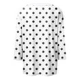 thumbnail image 4 of ABATAB 3/4 Sleeve Shirts for Women Fashion Plus Size Polka Dot Crew Neck Business Casual Tops Loose Fit Vacation Work Blouses(3X-Large,White), 4 of 5