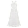 thumbnail image 3 of Manyakai Kids Girls Floral Lace Chiffon Sleeveless Bridesmaid Wedding Party Maxi Flower Girl Dress White 16, 3 of 7
