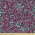 thumbnail image 2 of Ambesonne Floral Fabric by the Yard Upholstery, Clutter of Botany Elements, 1 Yard, Turquoise Dark Magenta, 2 of 5
