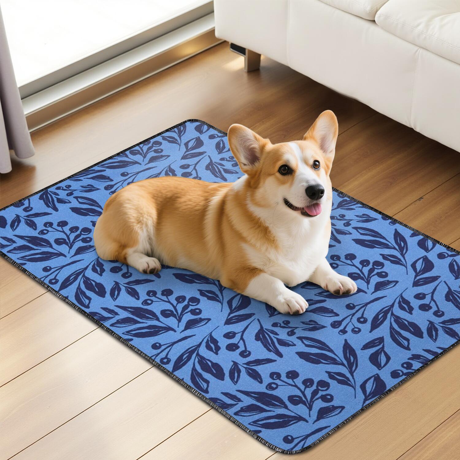 2-Set Floral Print Pet Potty Pads, Washable Reusable Dog Training Mats 24x35 Inch, Non-Slip Puppy Housebreaking Solution for Indoor Use