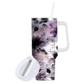 thumbnail image 2 of 40 oz Insulated Stainless Steel Tumbler Double Wall Stainless Steel Tumbler with 2-Way Drinking Light Purple and Black Floral, 2 of 9