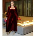 thumbnail image 3 of Women's Velvet 2-Piece Outfit Off-Shoulder Tube Top & Long Sleeve Cardigan Set Bodycon Party Dress, 3 of 7