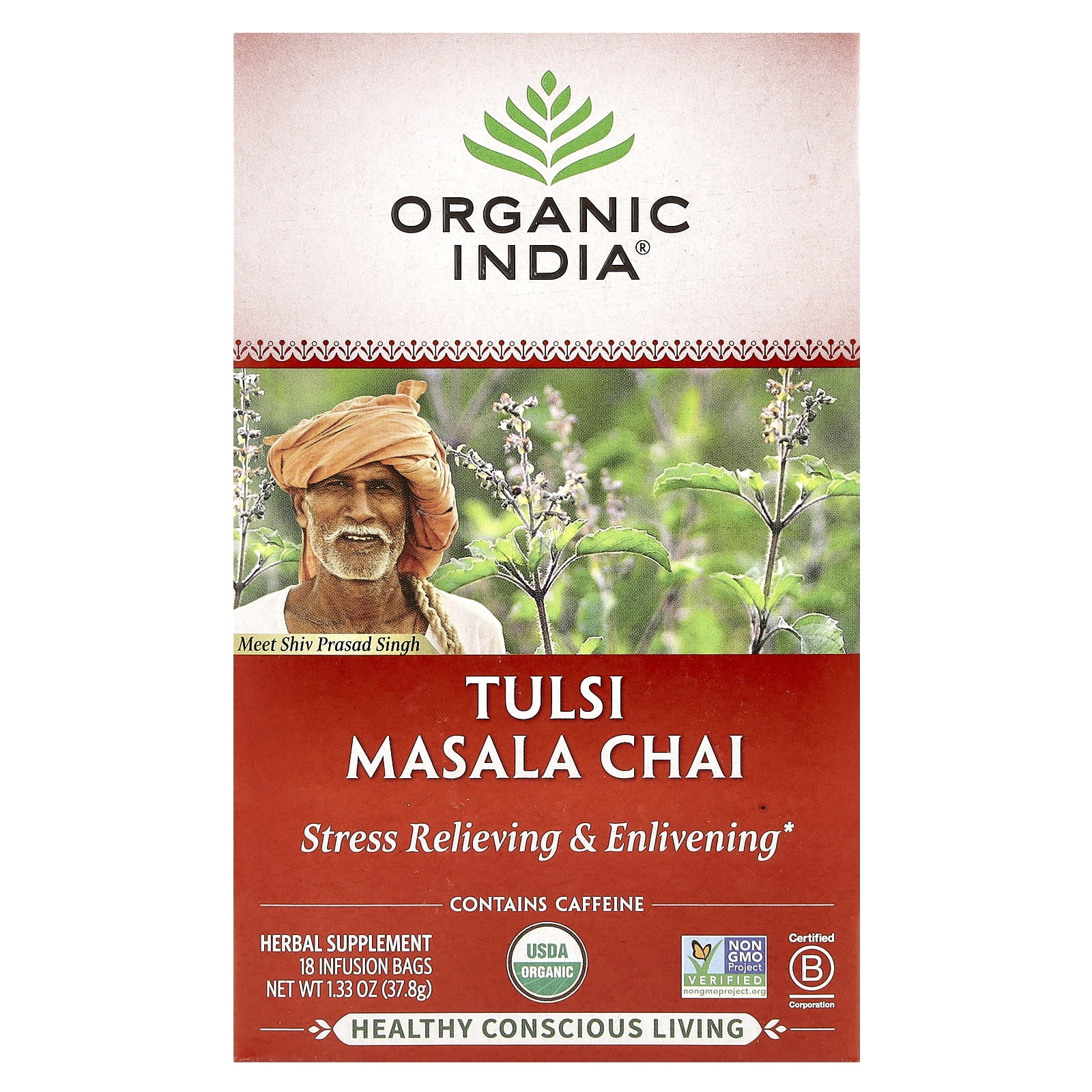 ORGANIC INDIA Tulsi Masala Chai Herbal Tea Bags 18 Count