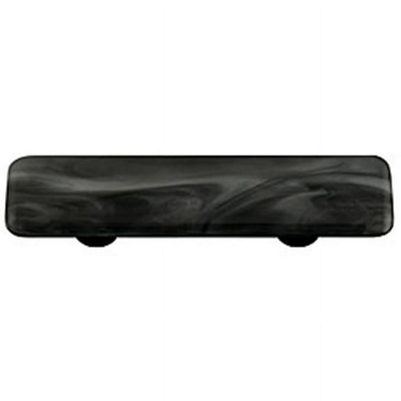 Hot Knobs HK2009-PB Swirl Charcoal Rectangle Glass Cabinet Pull - Black Post