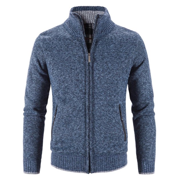 DPTALR Cardigan à Capuche Tricoté à Manches Longues pour Hommes, Col Roulé Décontracté d'Hiver avec Fermeture Éclair