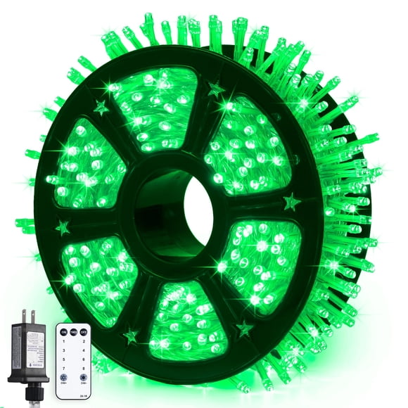 Luces navideñas JMEXSUSS 600 LED, verdes, 168 pies, resistentes al agua