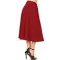 thumbnail image 2 of Women's A-Line Pleats High Waist Elastic Band Comfy Solid Midi Skirt S-3XL, 2 of 4